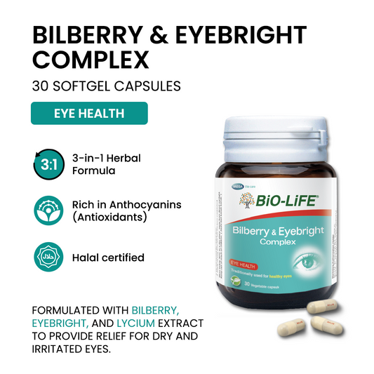 BiO-LiFE Bilberry & Eyebright Complex 30 capsules (EXPIRY DATE MAY 2028)