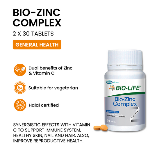 BiO-LiFE Bio-Zinc Complex 2 x 30 tablets (EXPIRY DATE APR 2028)