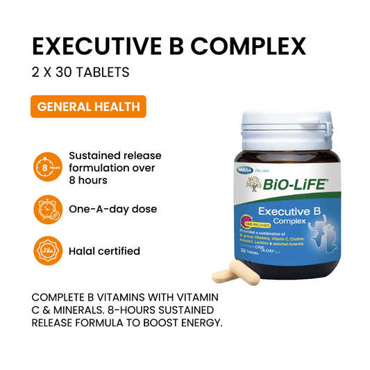 BiO-LiFE Executive B Complex 2 x 30 tablets (EXPIRY DATE FEB 2027)