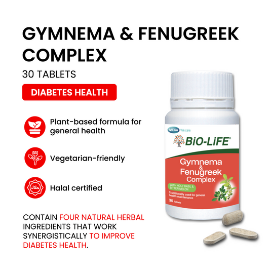 BiO-LiFE Gymnema & Fenugreek Complex 30 tablets (EXPIRY DATE OCT 2027)