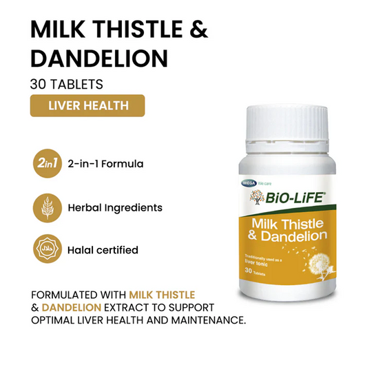 BiO-LiFE Milk Thistle and Dandelion 30 tablets (EXPIRY DATE APR 2028)