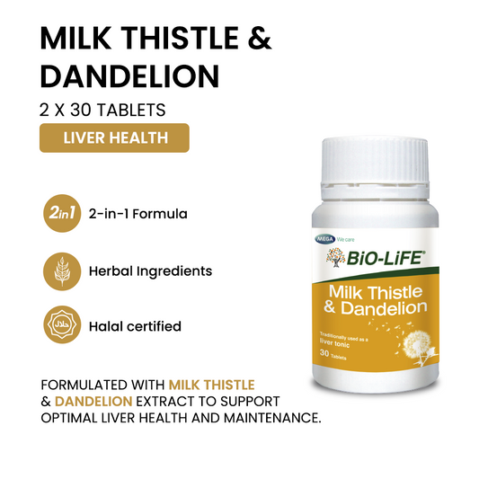 BiO-LiFE Milk Thistle and Dandelion 2 x 30 tablets (EXPIRY DATE APR 2028)