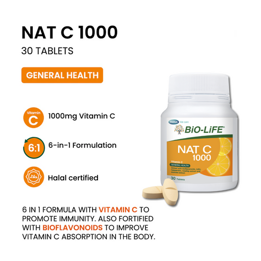 BiO-LiFE Nat C 1000mg 30 tablets (EXPIRY DATE MAY 2027)