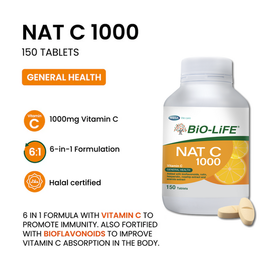 BiO-LiFE Nat C 1000mg 150 tablets (EXPIRY DATE MAR 2027)