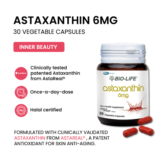 BiO-LiFE Astaxanthin 6mg 30 capsules (EXPIRY DATE APR 2027)