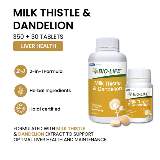 BiO-LiFE Milk Thistle and Dandelion 350 tablets + 30 tablets (EXPIRY DATE JUN 2027)