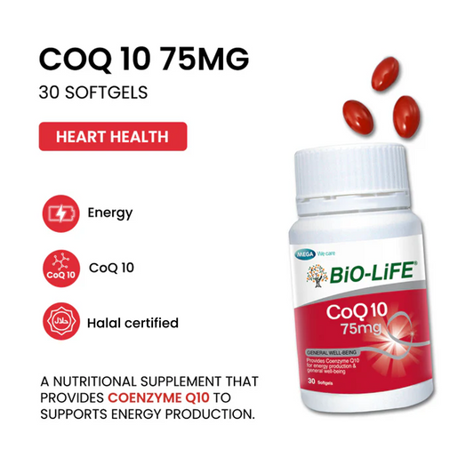 BiO-LiFE CoQ10 75mg 30 capsules (EXPIRY DATE JUN 2027)