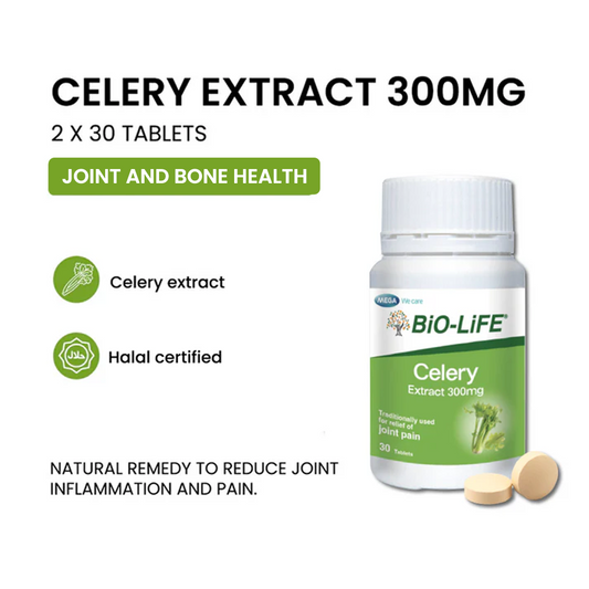 BiO-LiFE Celery Extract 300mg 2 x 30 tablets (EXPIRY DATE MAR 2027)
