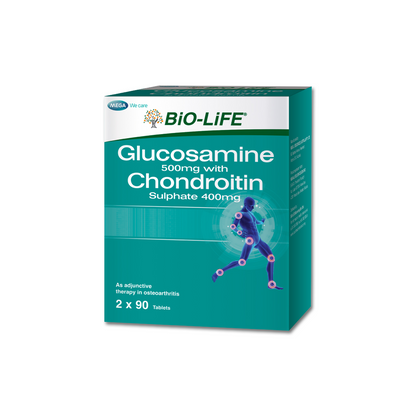BiO-LiFE Glucosamine 500mg With Chondroitin Sulphate 400mg [ 2 x 90 tablets ]