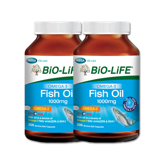 BiO-LiFE Omega-3 Fish Oil 1000mg [ 2 x 200 capsules ]