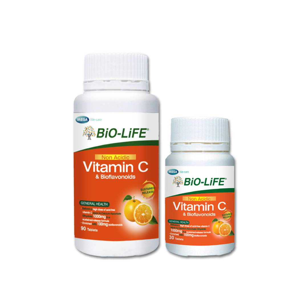 BiO-LiFE Non-Acidic Vitamin C & Bioflavonoids 90 tablets + 30 tablets