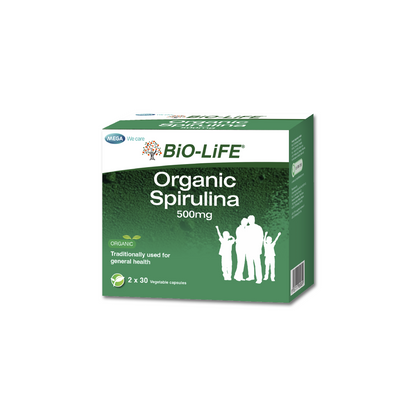 BiO-LiFE Organic Spirulina 500mg [ 2 x 30 capsules ]