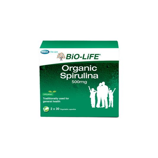BiO-LiFE Organic Spirulina 500mg [ 2 x 30 capsules ]