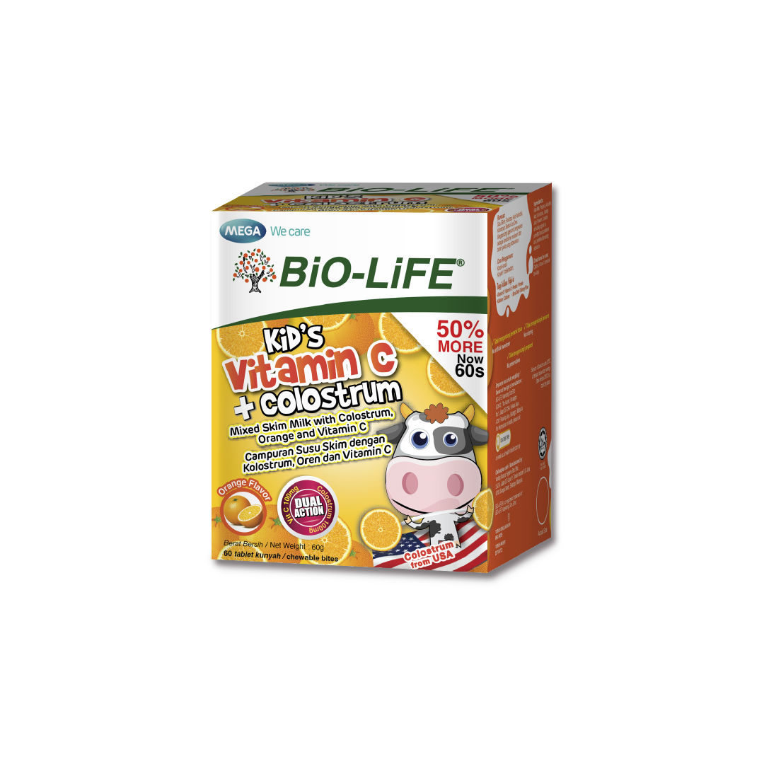 BiO-LiFE Kid’s Vitamin C + Colostrum 60 chewable tablets (EXPIRY DATE JAN 2027)
