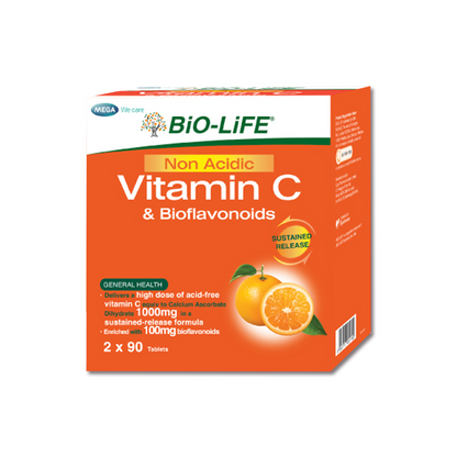 BiO-LiFE Non-Acidic Vitamin C & Bioflavonoids 2 x 90 tablets (EXPIRY DATE JUL 2028)
