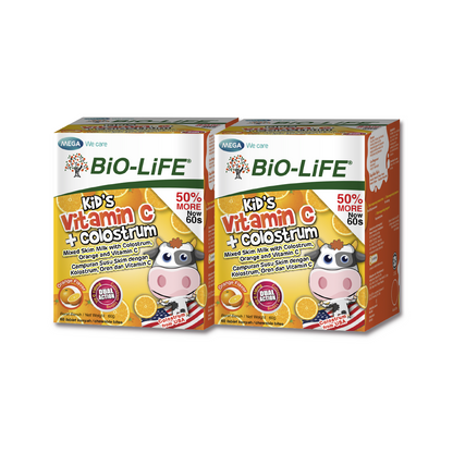 BiO-LiFE Kid’s Vitamin C + Colostrum 2 x 60 chewable tablets (EXPIRY DATE MAR 2026)