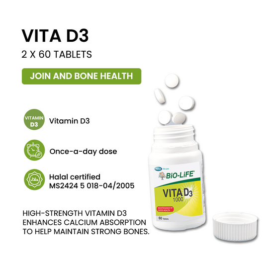 BiO-LiFE Vita D3 1000 [ 2 x 60 tablets ]