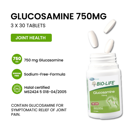 BiO-LiFE Glucosamine 750mg [ 3 x 30 tablets ]