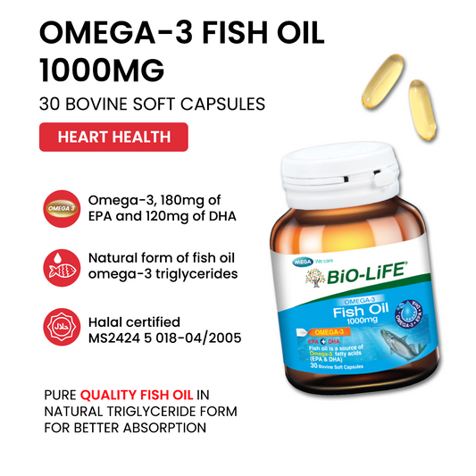 BiO-LiFE Omega-3 Fish Oil 1000mg [ 30 capsules ]