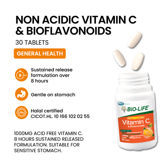 BiO-LiFE Non-Acidic Vitamin C & Bioflavonoids [ 30 tablets ]