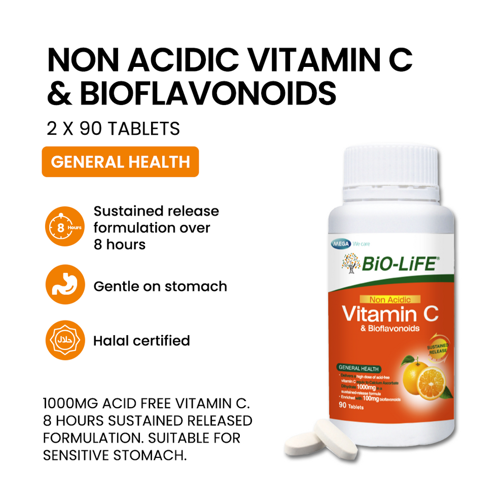 BiO-LiFE Non-Acidic Vitamin C & Bioflavonoids 2 x 90 tablets (EXPIRY D