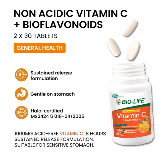 BiO-LiFE Non-Acidic Vitamin C & Bioflavonoids [ 2 x 30 tablets ]