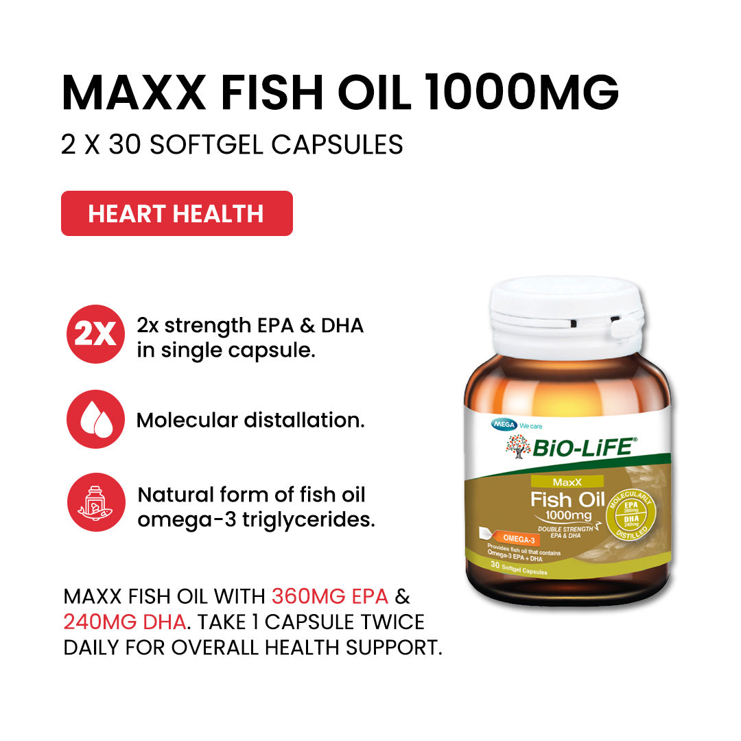 BiO-LiFE Maxx Fish Oil 1000mg [Double Strength Omega-3 EPA & DHA]