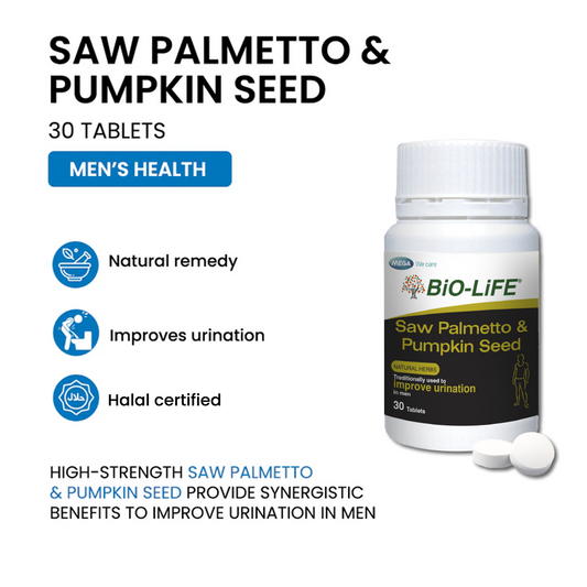BiO-LiFE Saw Palmetto & Pumpkin Seed 30 tablets (EXPIRY DATE MAR 2028)