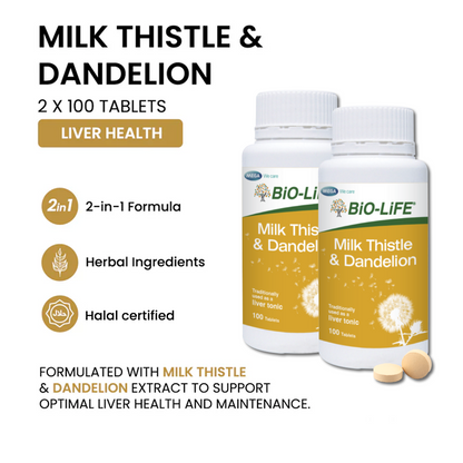 BiO-LiFE Milk Thistle and Dandelion [ 2 x 100 tablets ]