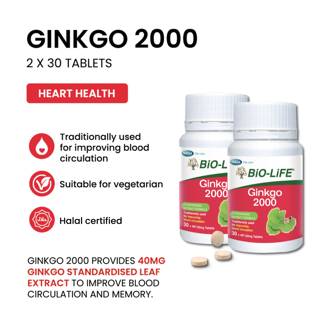 BiO-LiFE Ginkgo 2000 [ 2 x 30 tablets ]