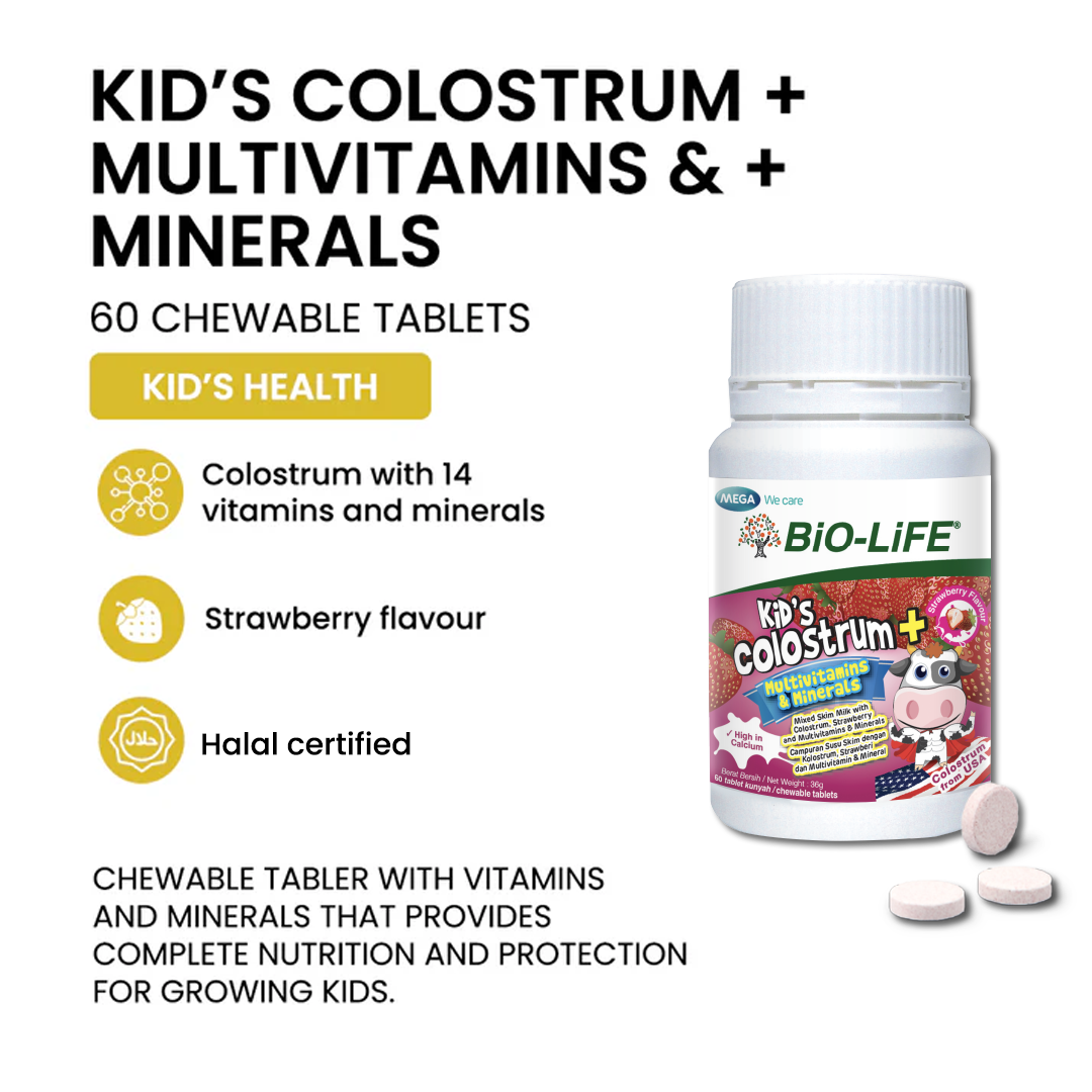 BiO-LiFE Kid’s Colostrum + Multivitamins & Minerals [ 60 chewable tablets ]