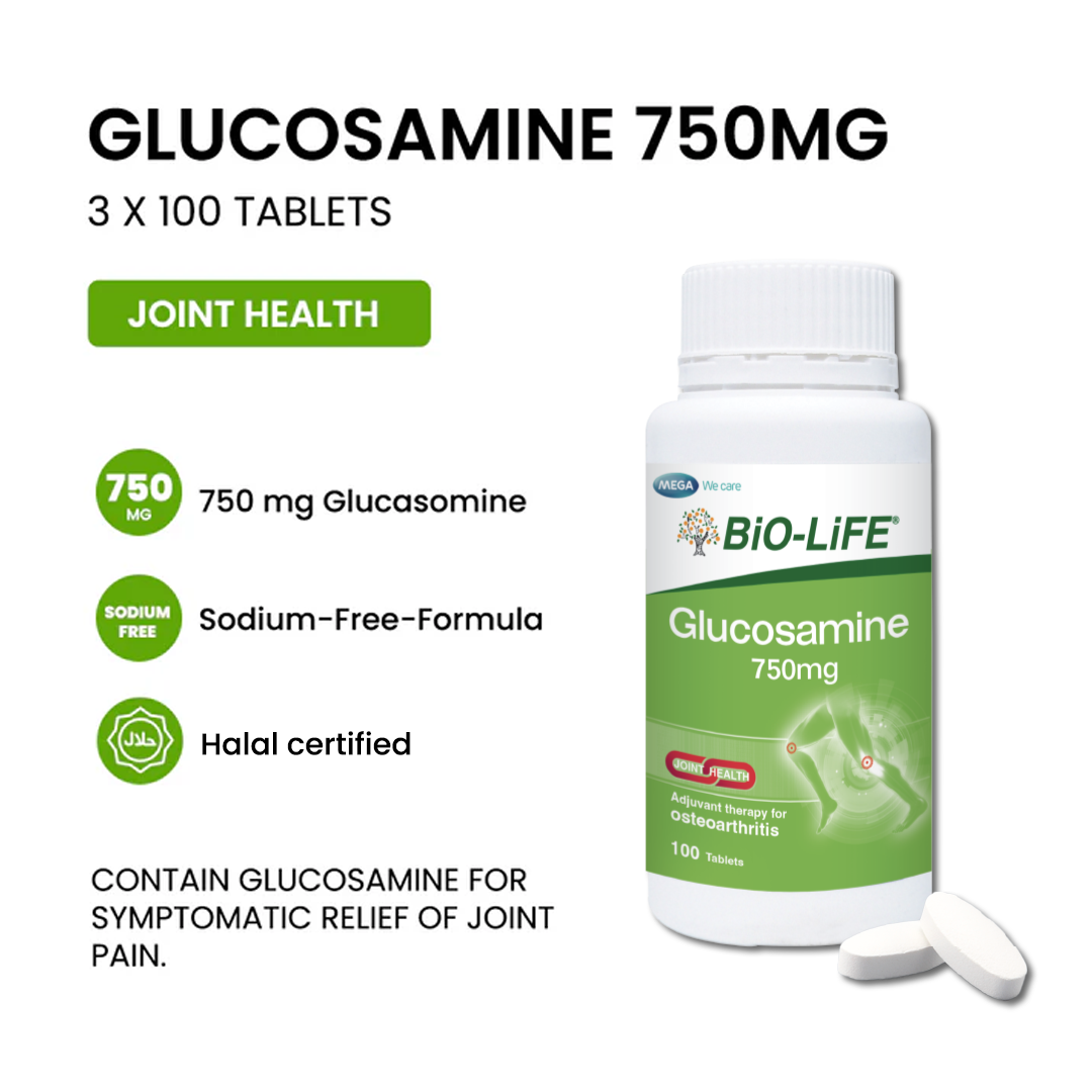 BiO-LiFE Glucosamine 750mg [ 3 x 100 tablets ]