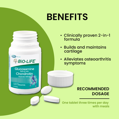 BiO-LiFE Glucosamine 500mg With Chondroitin Sulphate 400mg [ 30 tablets ]