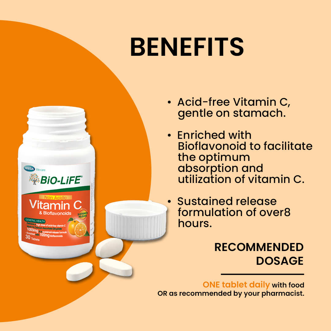 BiO-LiFE Non-Acidic Vitamin C & Bioflavonoids [ 2 x 30 tablets ]