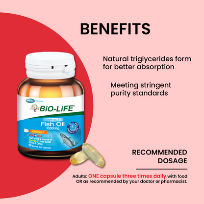 BiO-LiFE Omega-3 Fish Oil 1000mg [ 30 capsules ]