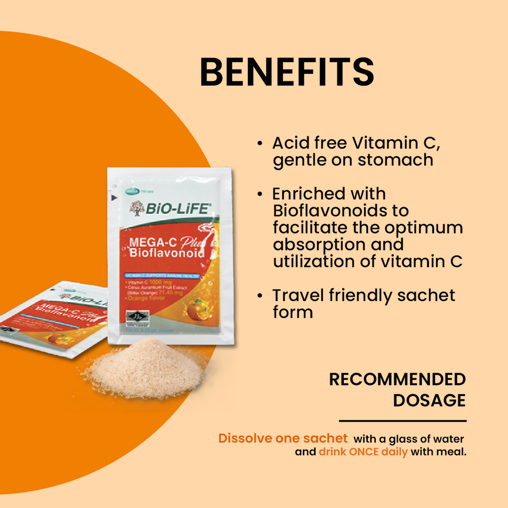 BiO-LiFE Mega C Plus Bioflavonoid 30 sachets (EXPIRY DATE FEB 2027)