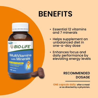 BiO-LiFE Multivitamins with Minerals [ 2 x 100 tablets ]