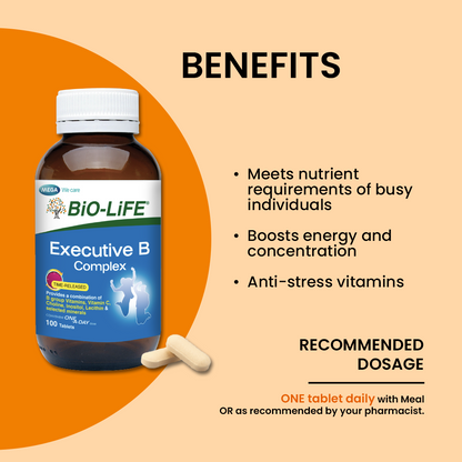 BiO-LiFE Executive B Complex 2 x 100 tablets (EXPIRY DATE SEPT 2026)