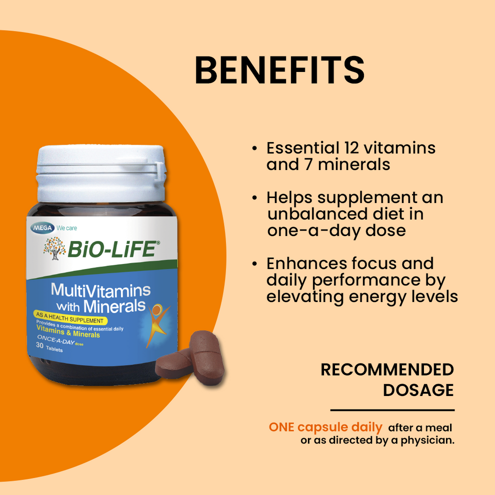 BiO-LiFE Multivitamins with Minerals 30 tablets (EXPIRY DATE MAY 2027)