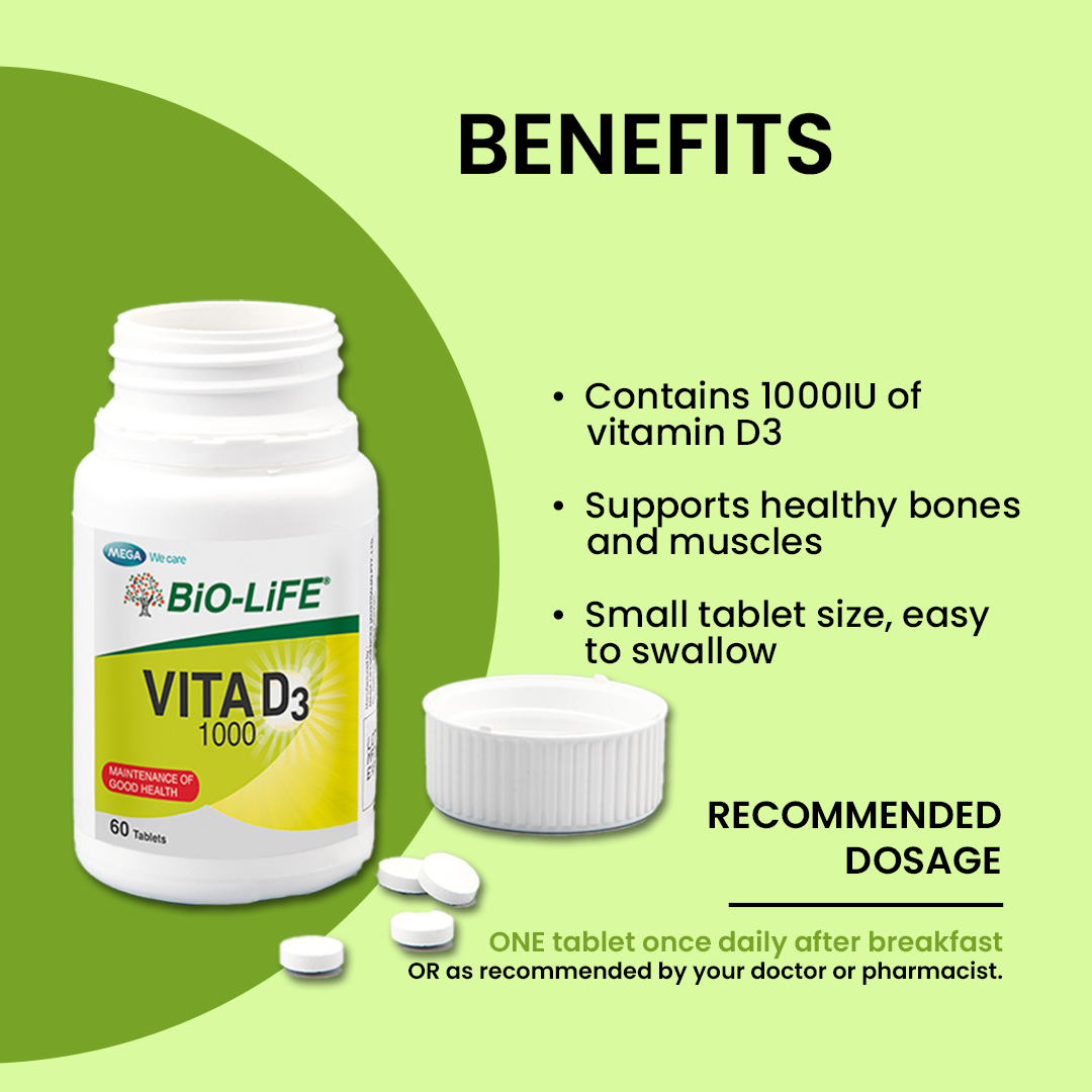 BiO-LiFE Vita D3 1000 [ 2 x 60 tablets ]
