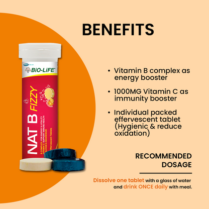 BiO-LiFE Nat B Fizzy [ 3 x 10 tablets ]