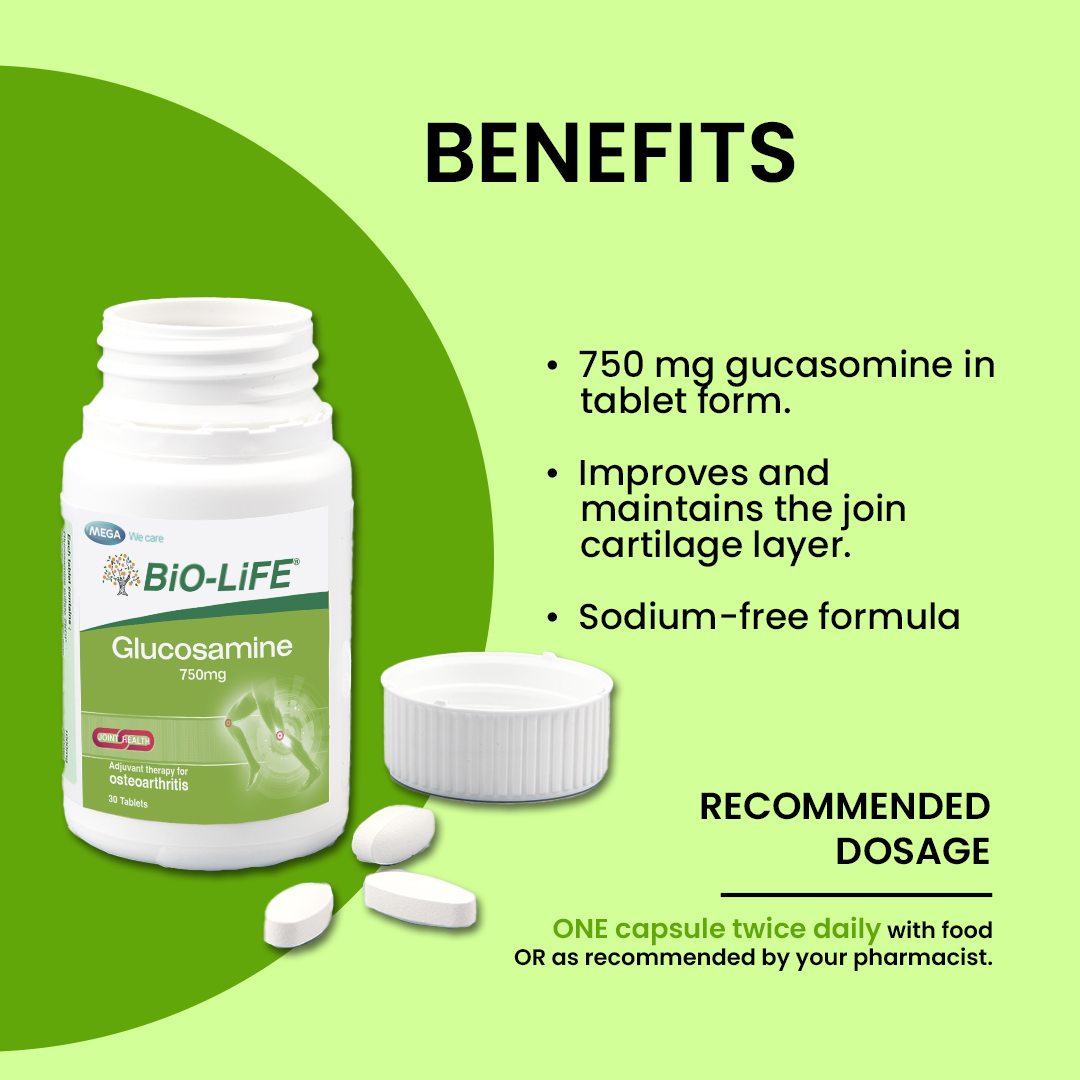 BiO-LiFE Glucosamine 750mg [ 3 x 30 tablets ]
