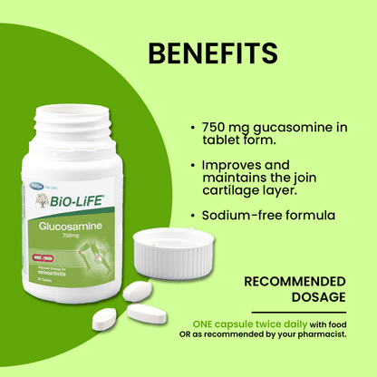 BiO-LiFE Glucosamine 750mg [ 3 x 30 tablets ]