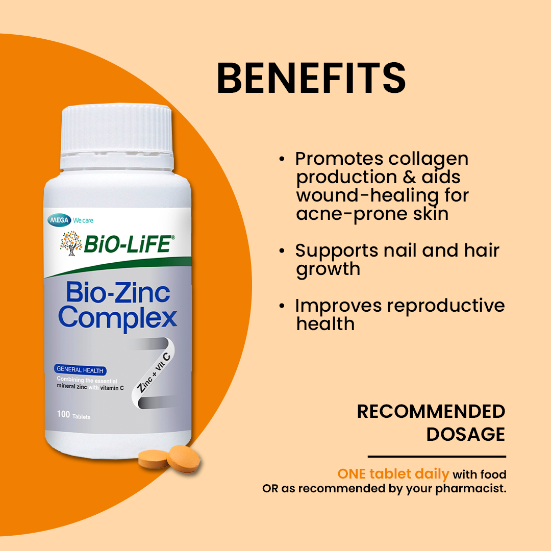 BiO-LiFE Bio-Zinc Complex [ 2 x 100 tablets ]