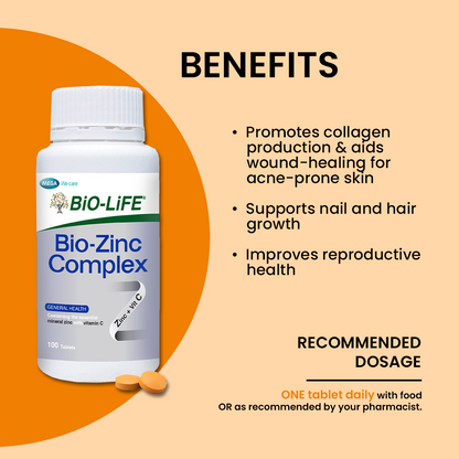 BiO-LiFE Bio-Zinc Complex [ 2 x 100 tablets ]
