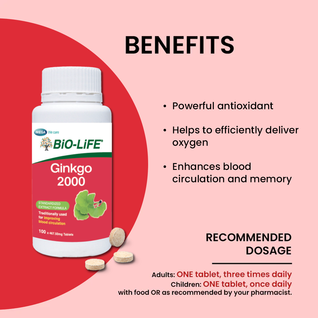 BiO-LiFE Ginkgo 2000 [ 3 x 100 tablets ]