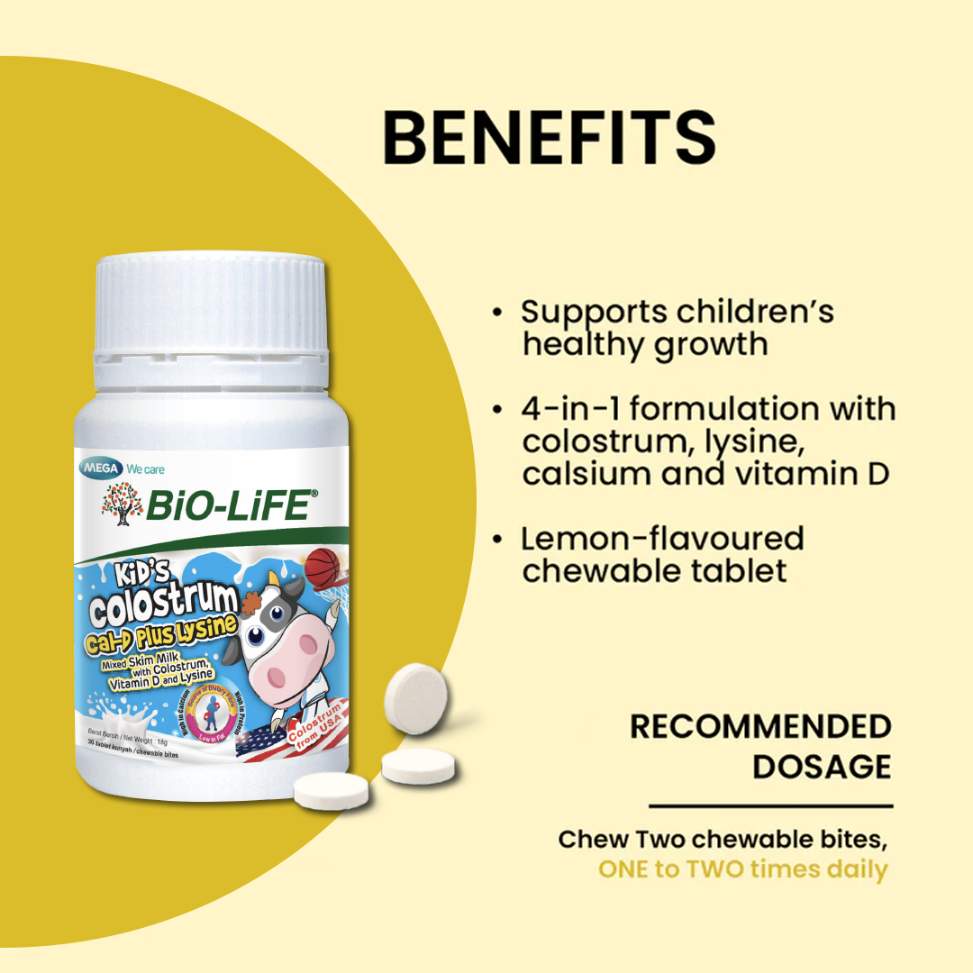 BiO-LiFE Kid’s Colostrum Cal-D Plus Lysine [ 30 chewable tablets ]