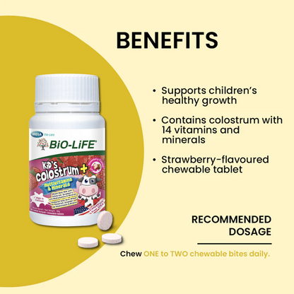 BiO-LiFE Kid’s Colostrum + Multivitamins & Minerals [ 60 chewable tablets ]