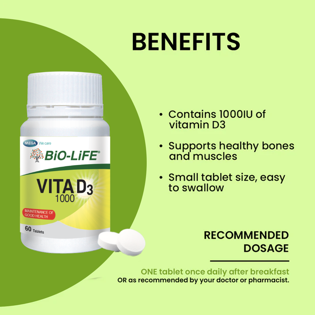 BiO-LiFE Vita D3 1000 [ 2 x 60 tablets ]