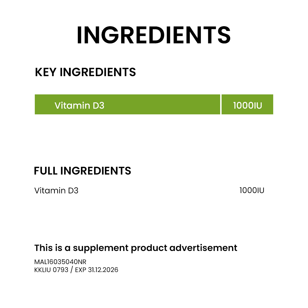 BiO-LiFE Vita D3 1000 [ 2 x 60 tablets ]